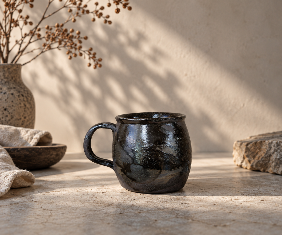 Glossy black mug